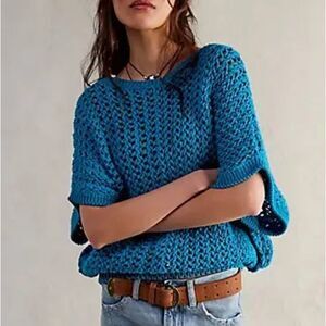 FREE PEOPLE We The Free Sophia Sweater Tee - Ocean Palace